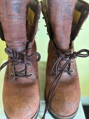 Carhartt Rust Brown Leather Lace-Up Work Boots-Almost New
